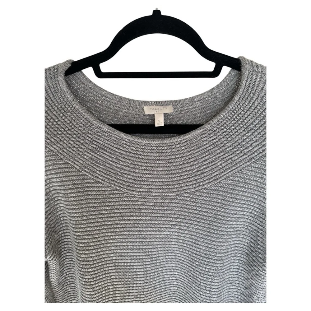 Talbots Womens Size S Gray/Silver Knit Pullover Sweater Cotton Blend - Picture 2 of 5